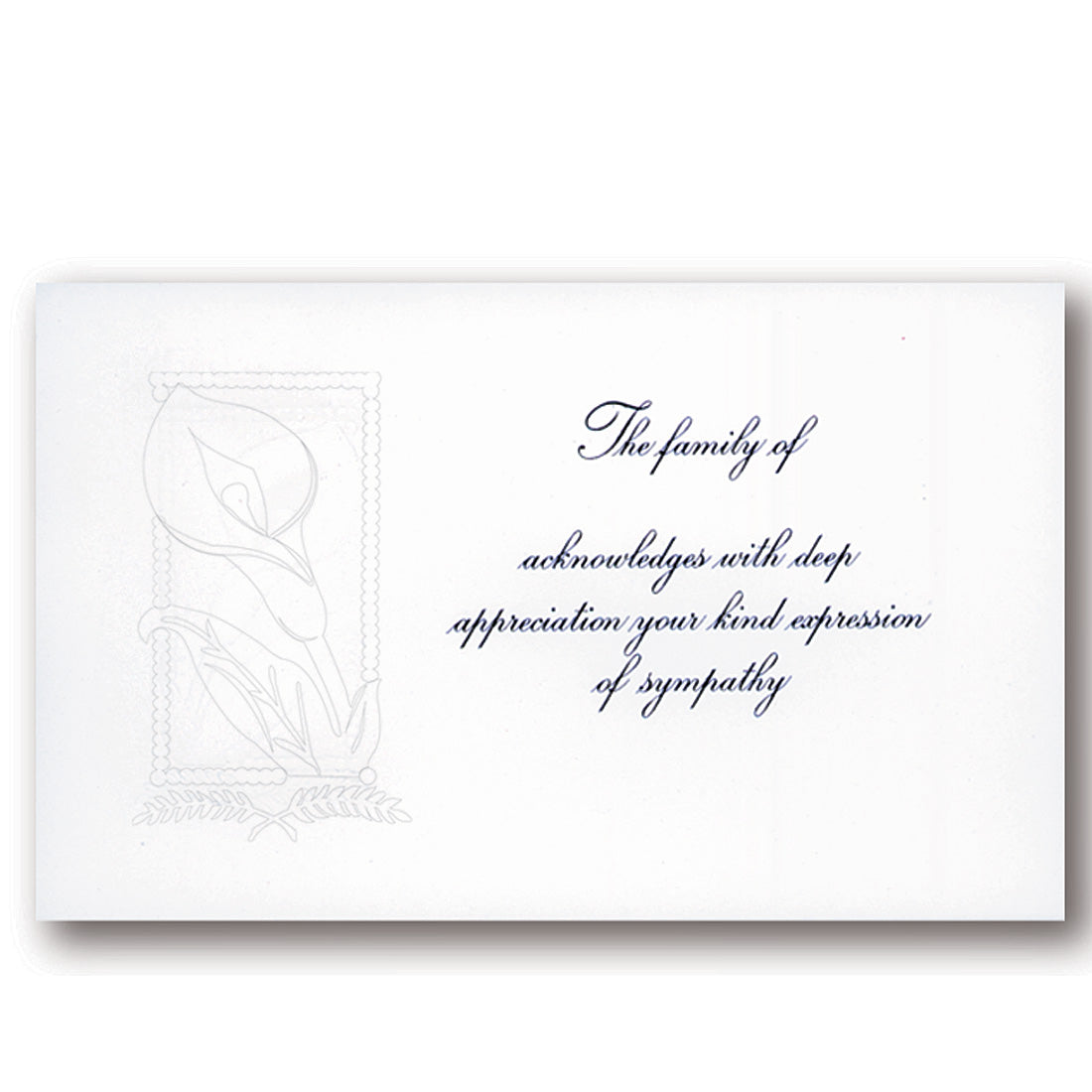 Acknowledgement Card Calla Lily