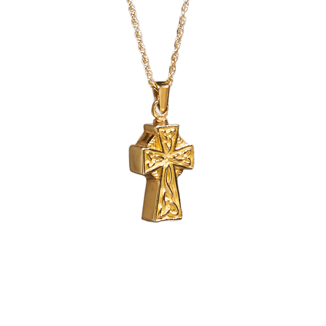 Celtic Cross Cremation Pendent; 4k Gold Plated