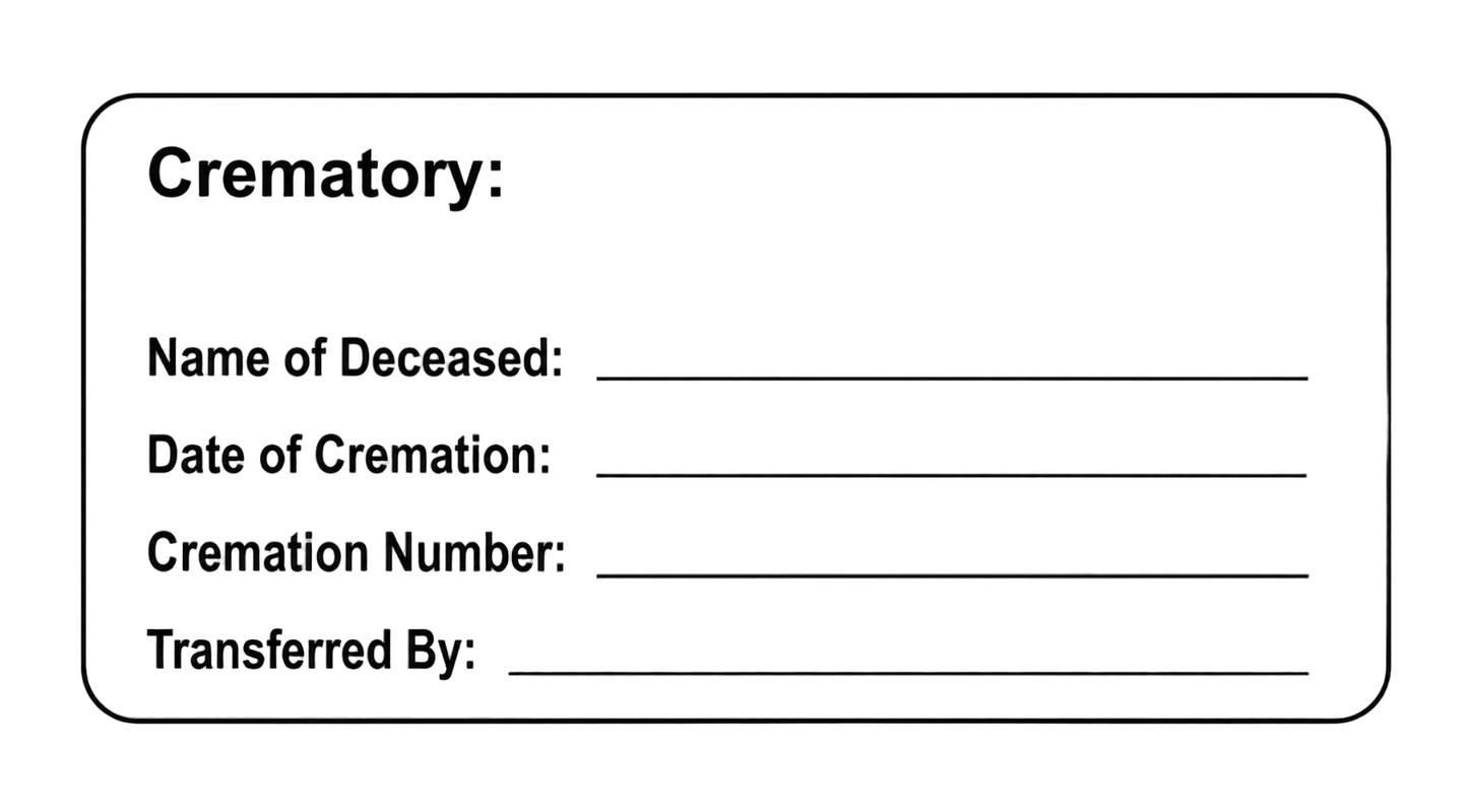 Cremation Container ID Label
