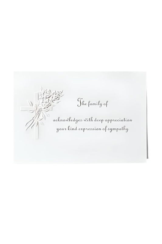 Floral Cross Acknowledgment Embossed w/Standard Print