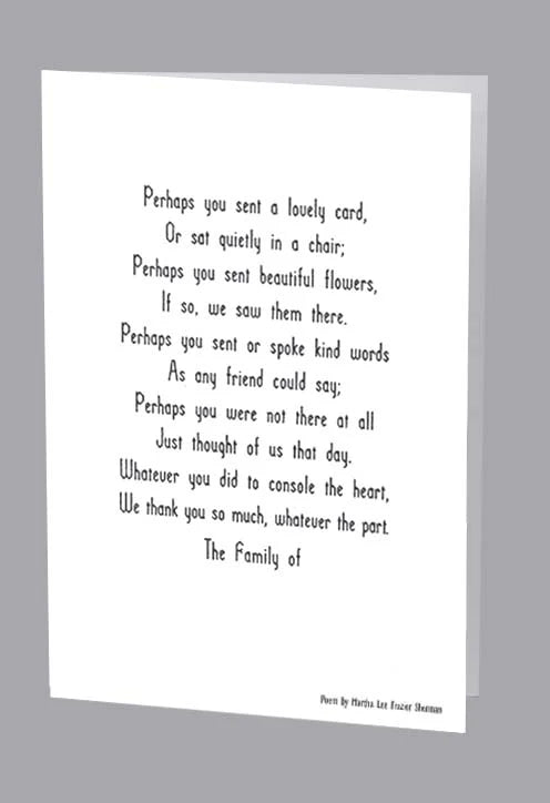 Acknowledgement Card - Lovely Card Poem