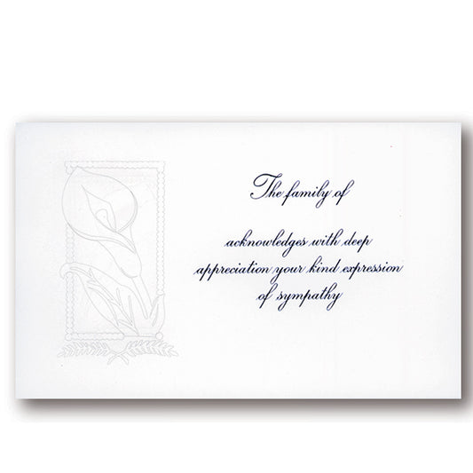 Acknowledgement Card Calla Lily