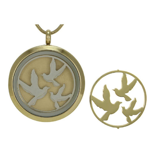 Bronze Round Hinged Birds Pendant