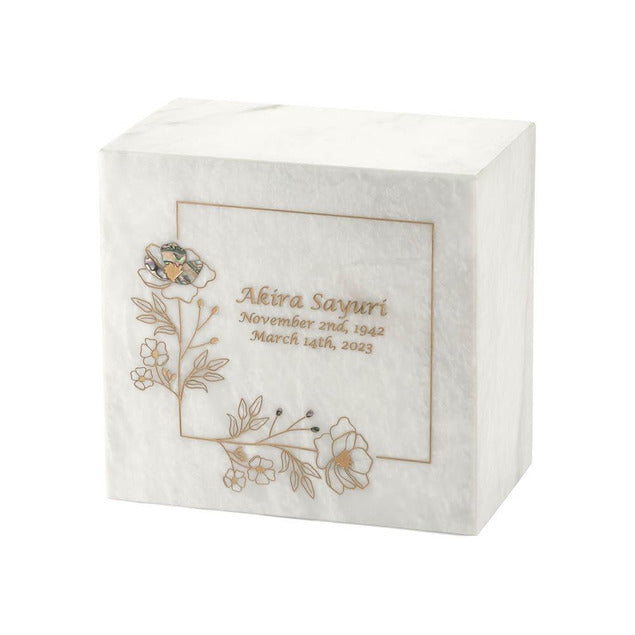 White-Gold Wildflower Urn