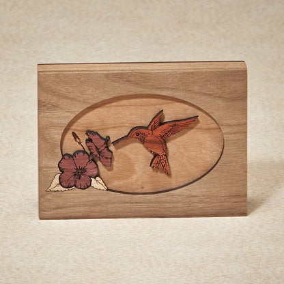 Hummingbird Wood 3D Inlay Urn