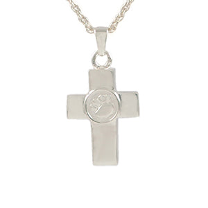Paw Print Cross Cremation Pendent: Sterling Silver