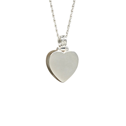 Simple Heart Cremation Pendent; Sterling Silver