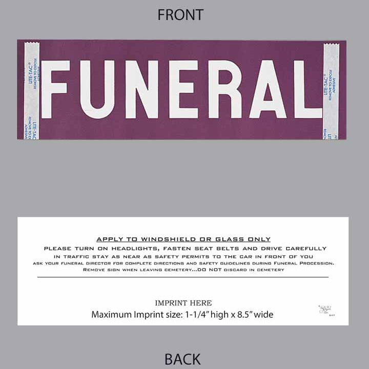 Windshield Funeral Sticker Purple